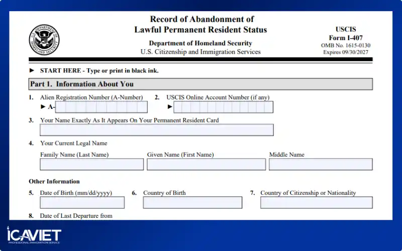 Hình ảnh minh họa Form I-407