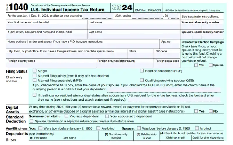 Form 1040 - Mẫu khai thuế thu nhập cá nhân