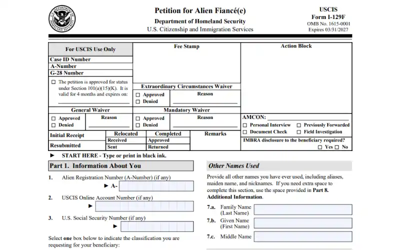 bảo lãnh con riêng của hôn phu/hôn thê