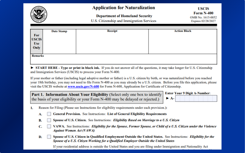 Form N-400 - Mẫu đơn xin nhập tịch Mỹ