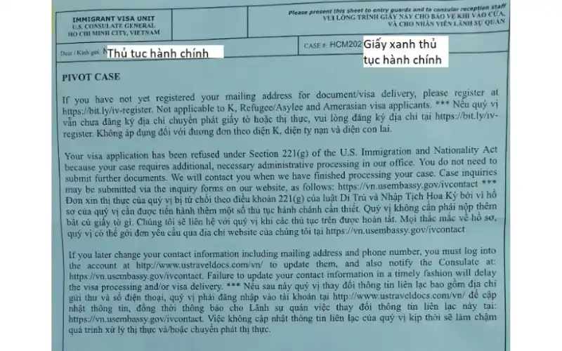 Giấy xanh xử lý hành chính