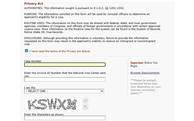 Hướng dẫn đăng nhập CEAC để làm hồ sơ visa định cư Mỹ giai đoạn NVC